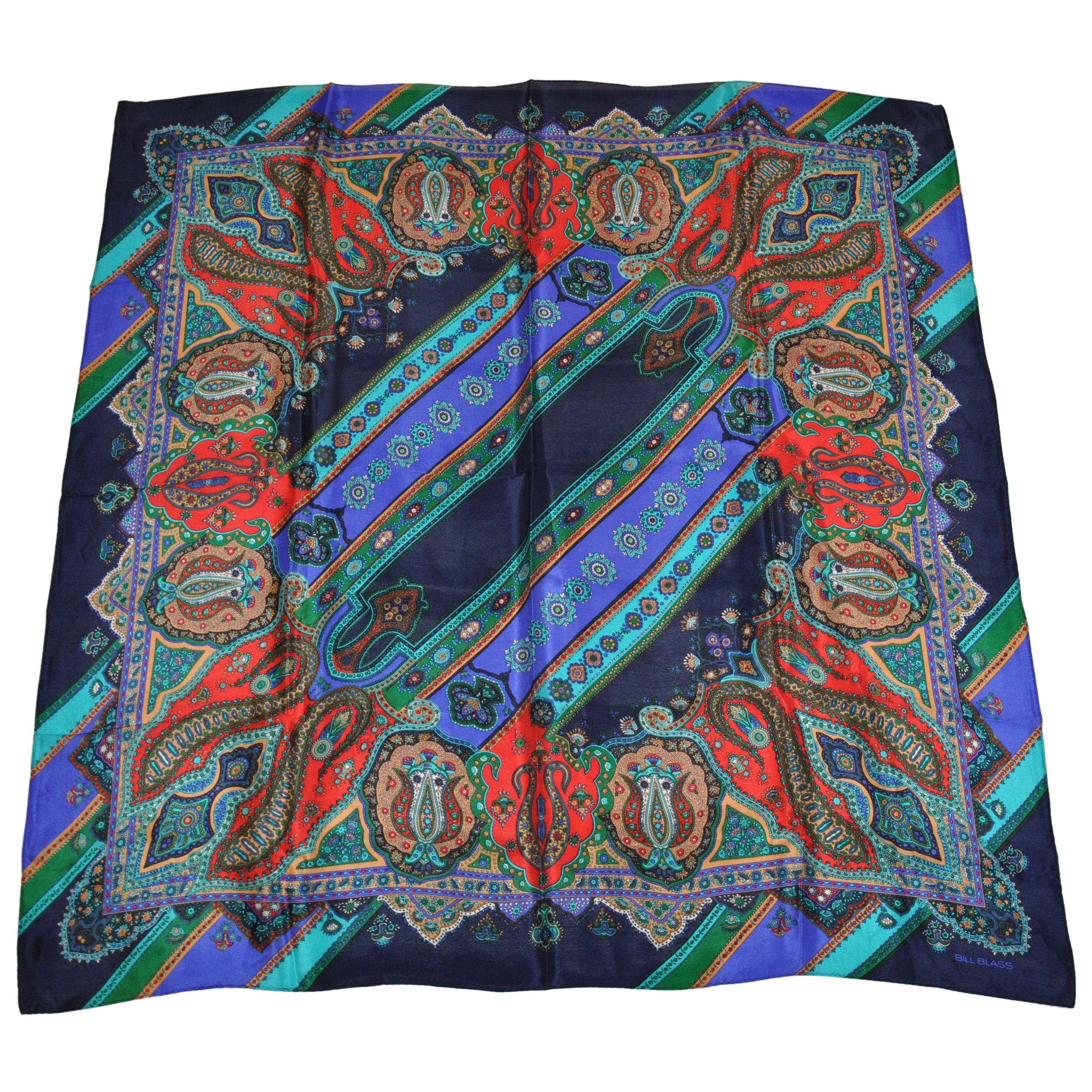 Bill Blass Large Iconic "Majestic Palsey" Silk Scarf For Sale