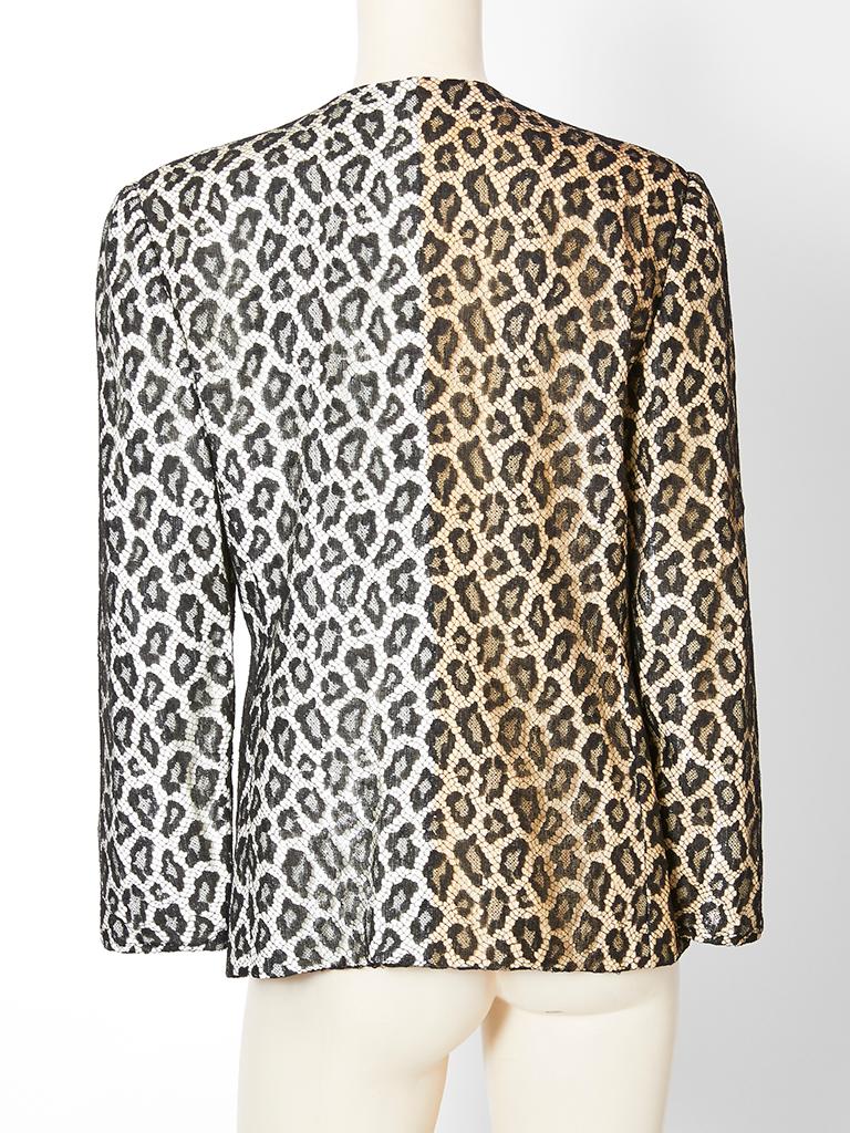 Bill Blass  Leopard Pattern Lace and Sequined Evening Cardigan For Sale 1