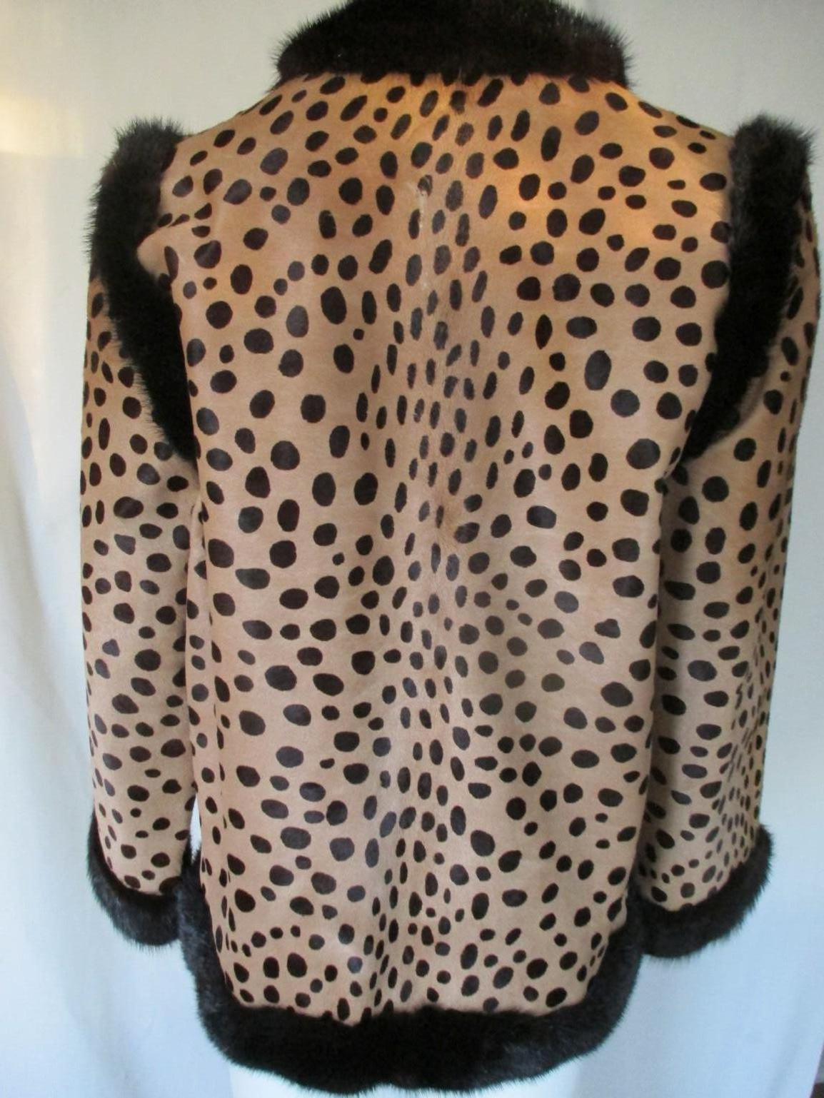 Bill Blass Leopard Pony Skin and Mink Fur Jacket In Good Condition In Amsterdam, NL