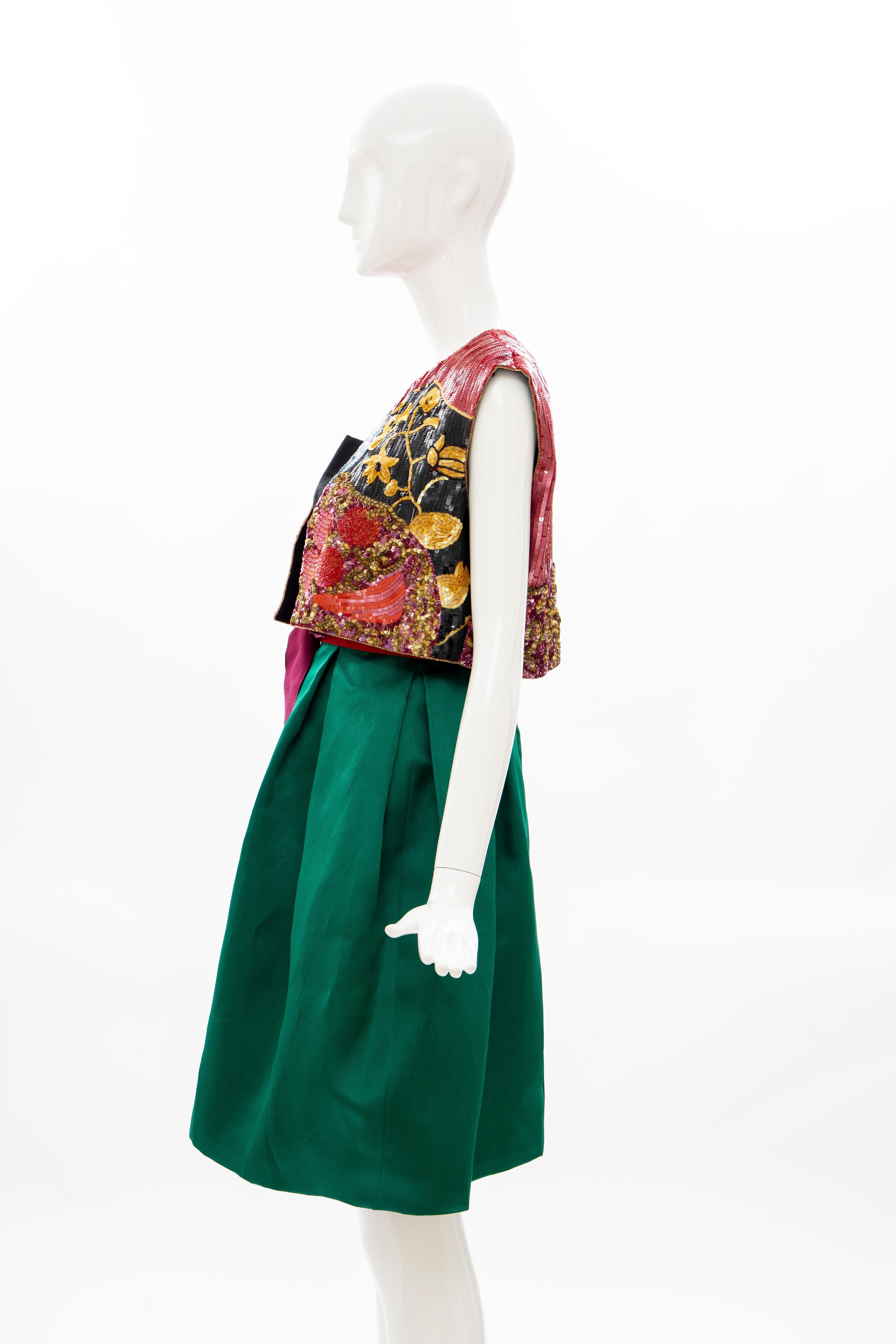 Bill Blass Matisse Inspired Embroidered Sequined Dress Ensemble, Spring 1988 For Sale 7