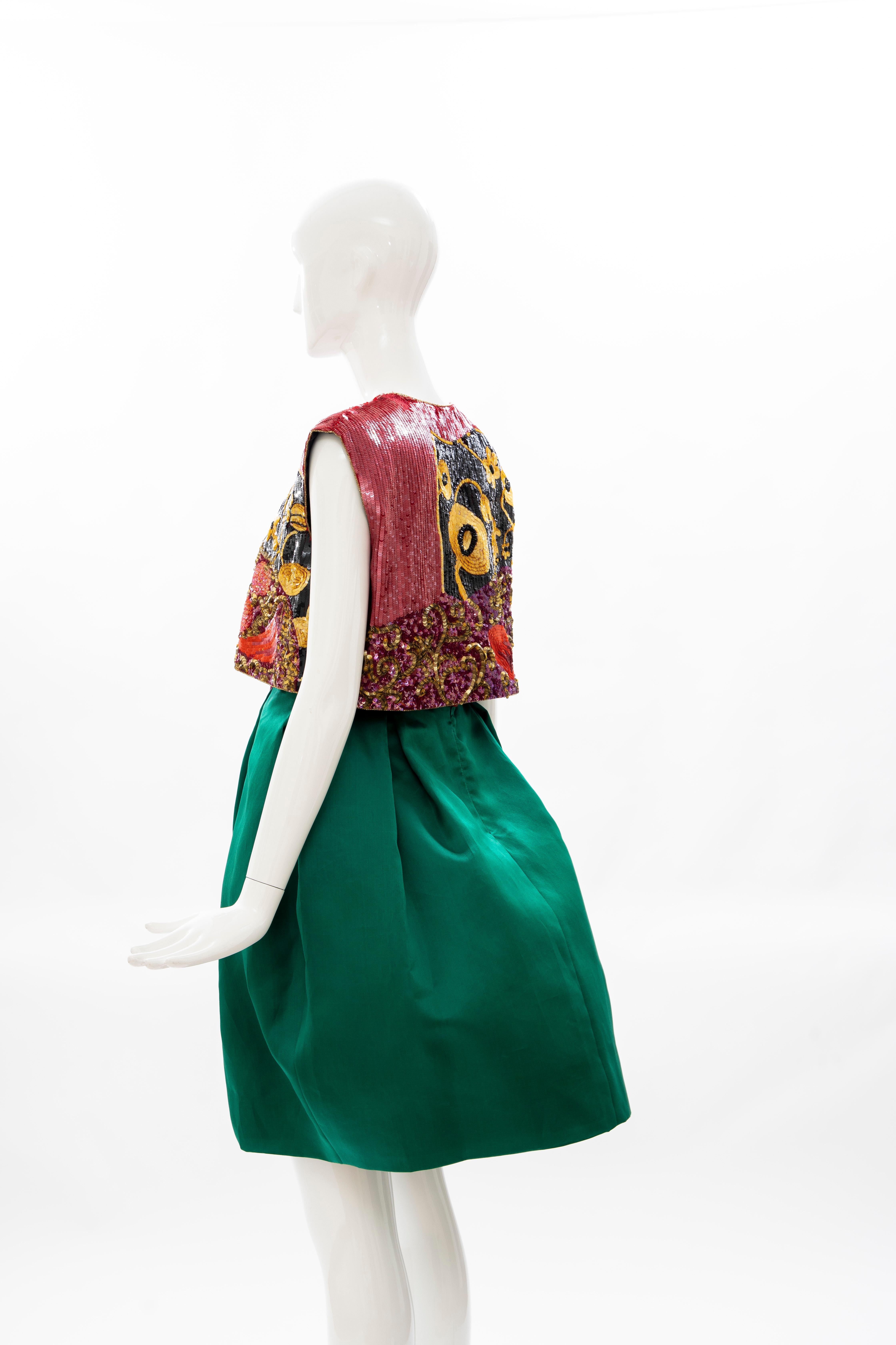Bill Blass Matisse Inspired Embroidered Sequined Dress Ensemble, Spring 1988 For Sale 8