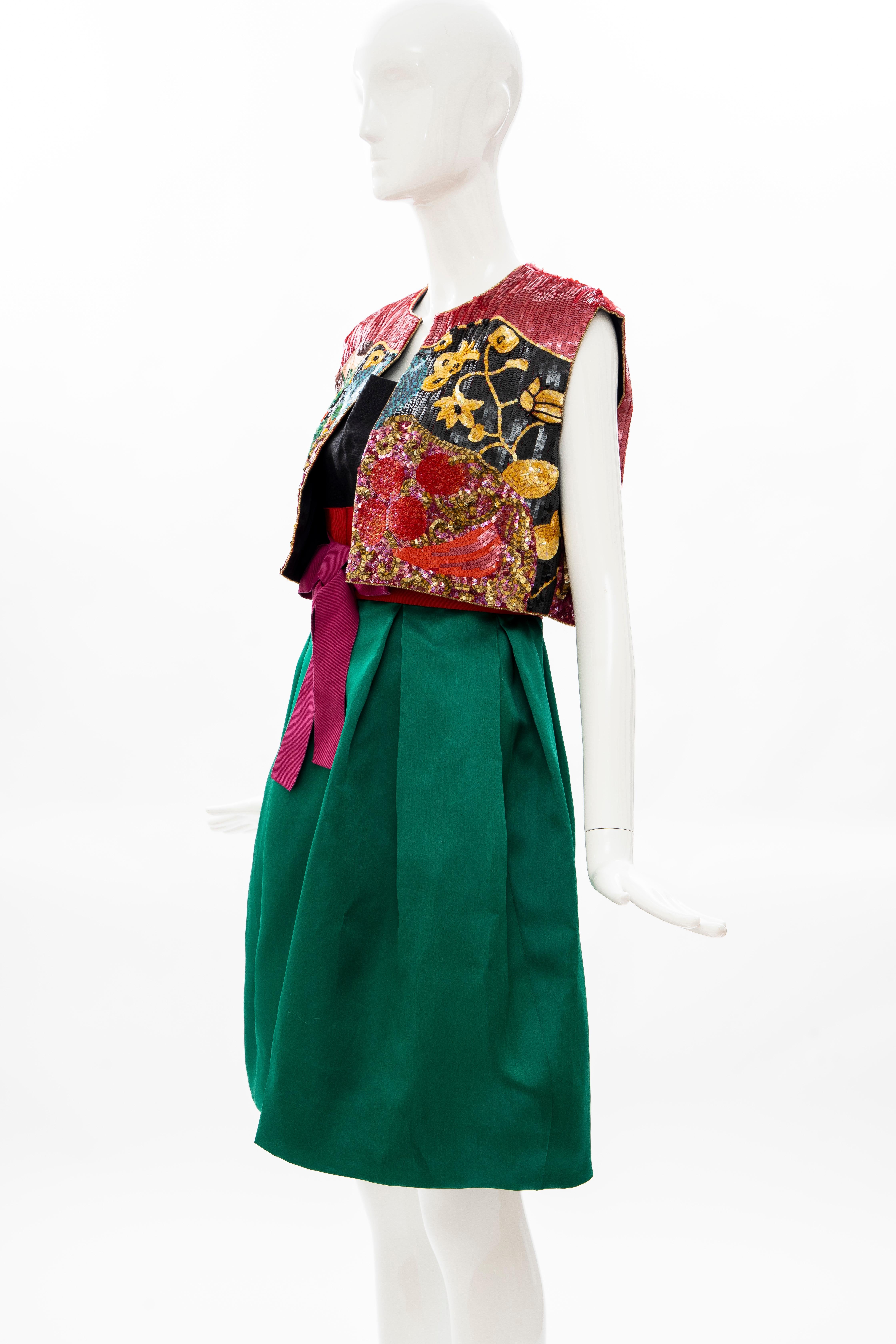 Bill Blass Matisse Inspired Embroidered Sequined Dress Ensemble, Spring 1988 For Sale 9