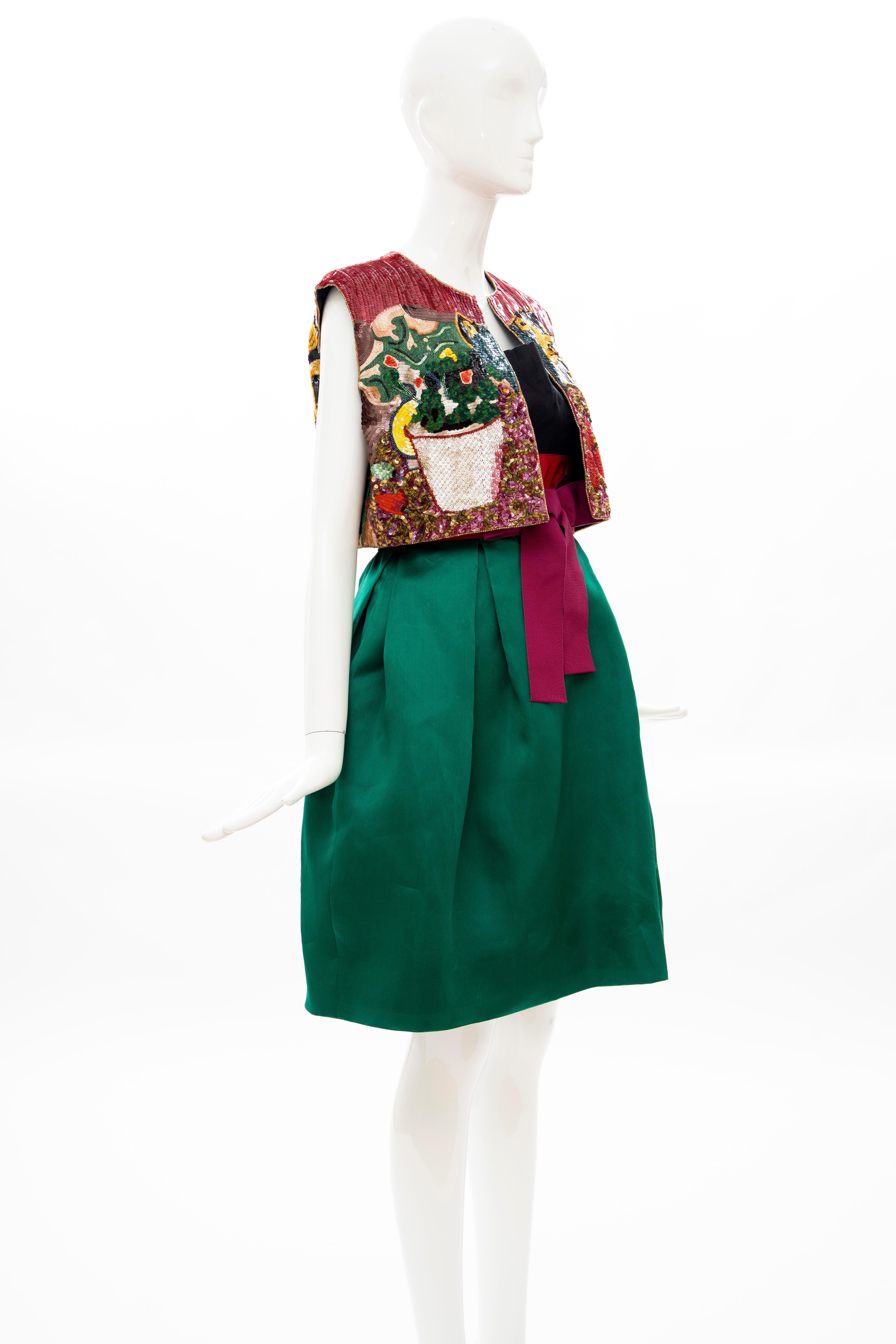 Bill Blass Matisse Inspired Embroidered Sequined Dress Ensemble, Spring 1988 For Sale 1