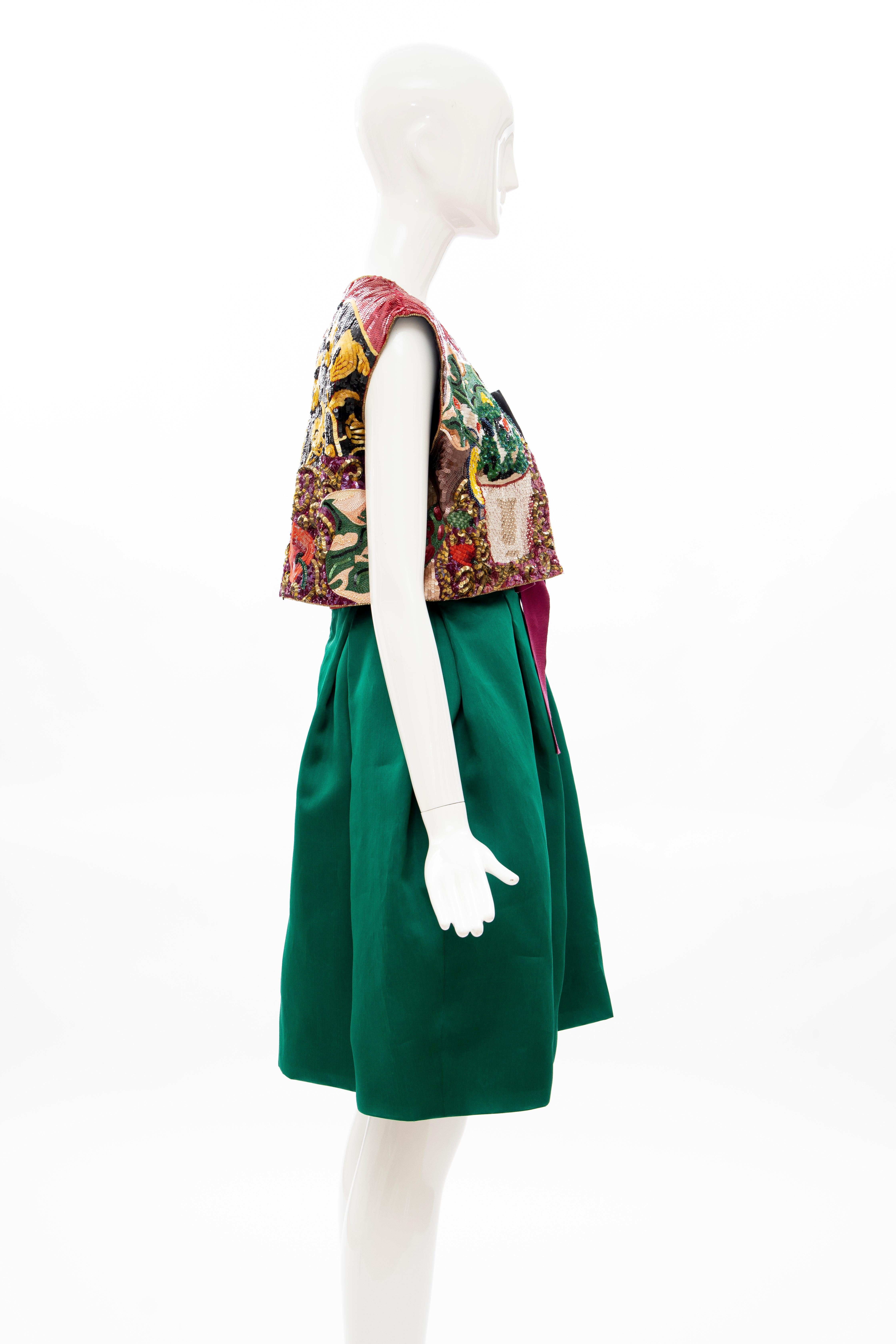 Bill Blass Matisse Inspired Embroidered Sequined Dress Ensemble, Spring 1988 For Sale 2