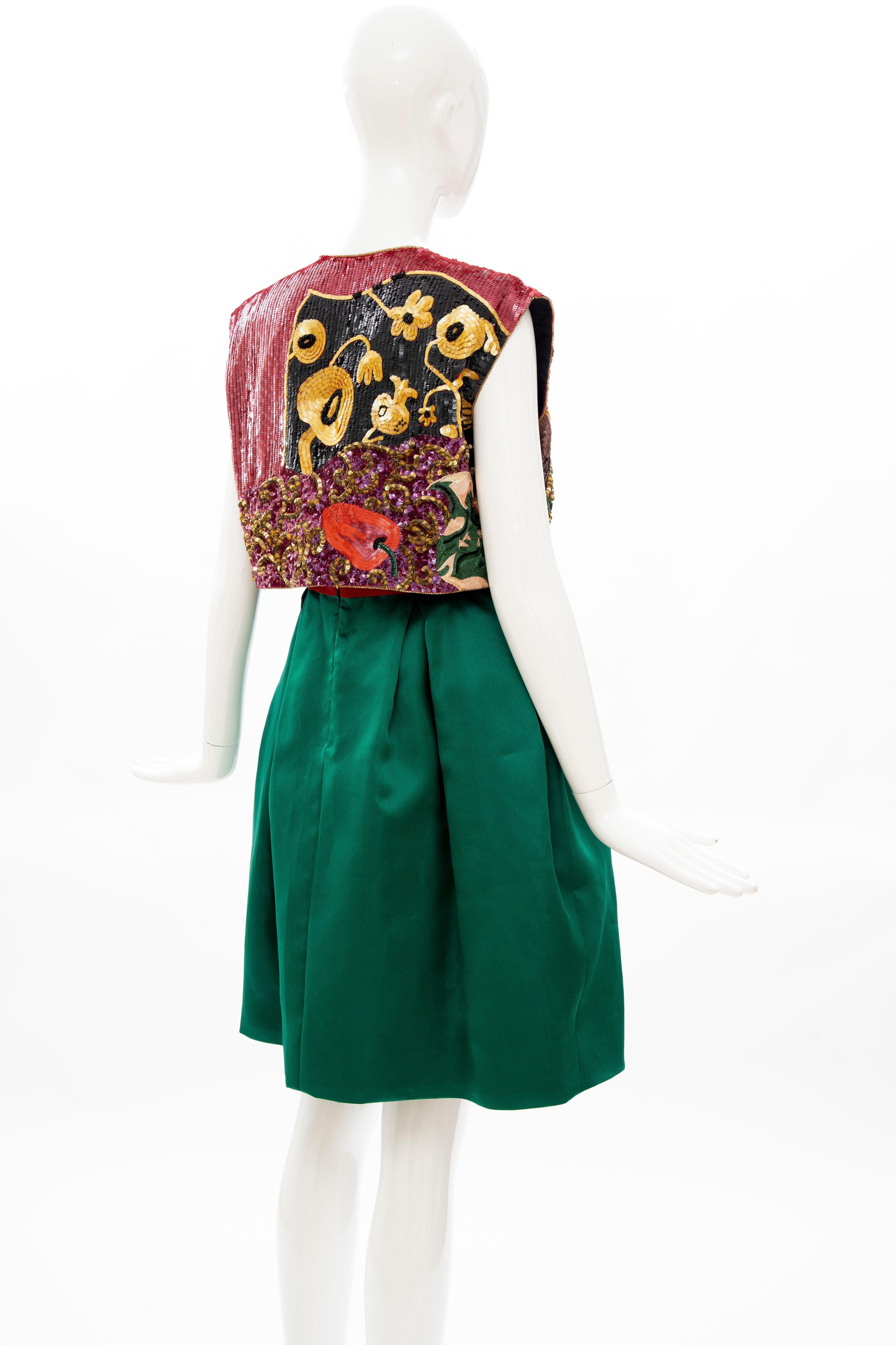 Bill Blass Matisse Inspired Embroidered Sequined Dress Ensemble, Spring 1988 For Sale 3