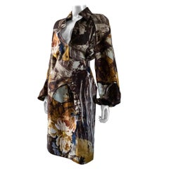 Bill Blass - Ensemble chemisier et jupe moderne en soie imprimée abstraite, taille 8, New York
