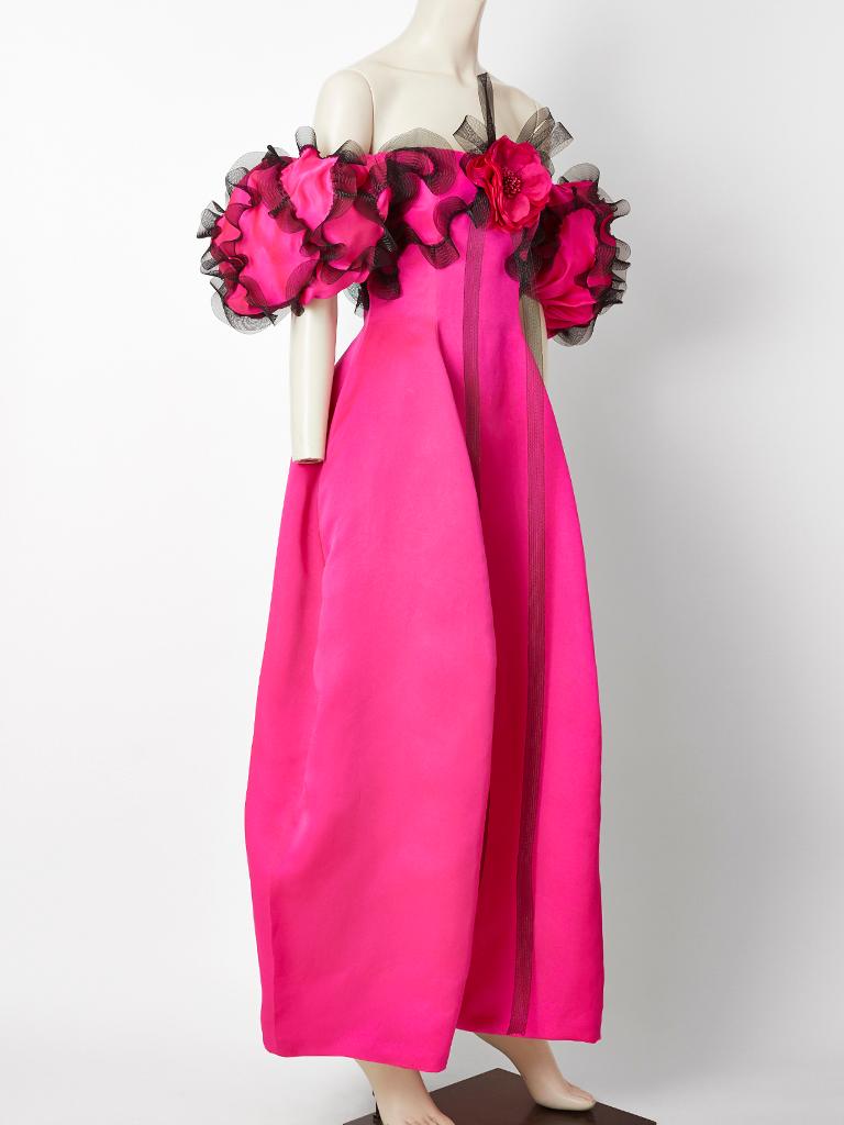 Pink Bill Blass Organza Evening Gown