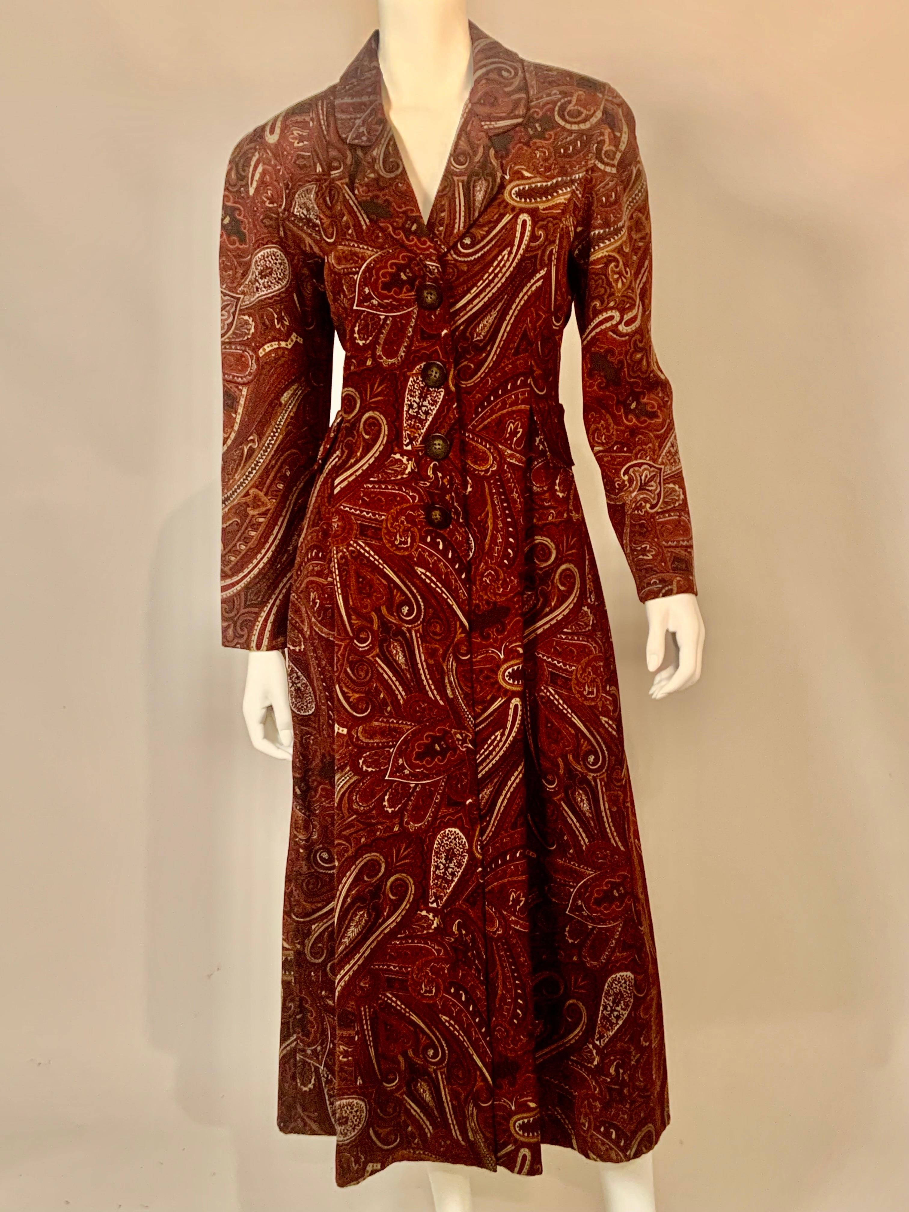 Bill Blass Paisley Patterned Coat in a Larger Size For Sale 7