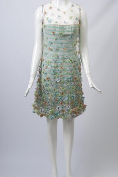 Bill Blass Pastel Cocktail Dress with Embroidered Cage