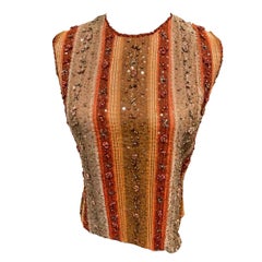 Bill Blass Rust Beaded Shell Top
