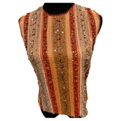 Bill Blass Rust Beaded Shell Top