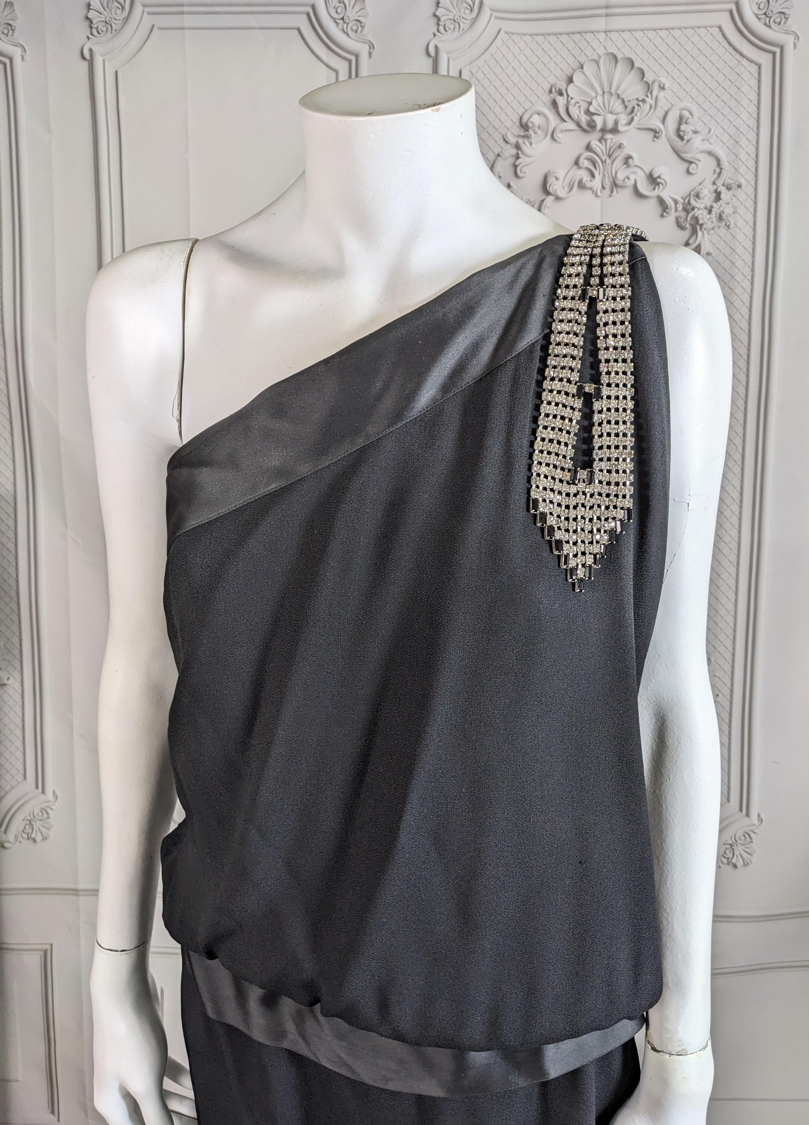 Bill Blass Satin Back Crepe Flapper Dress In Good Condition For Sale In New York, NY