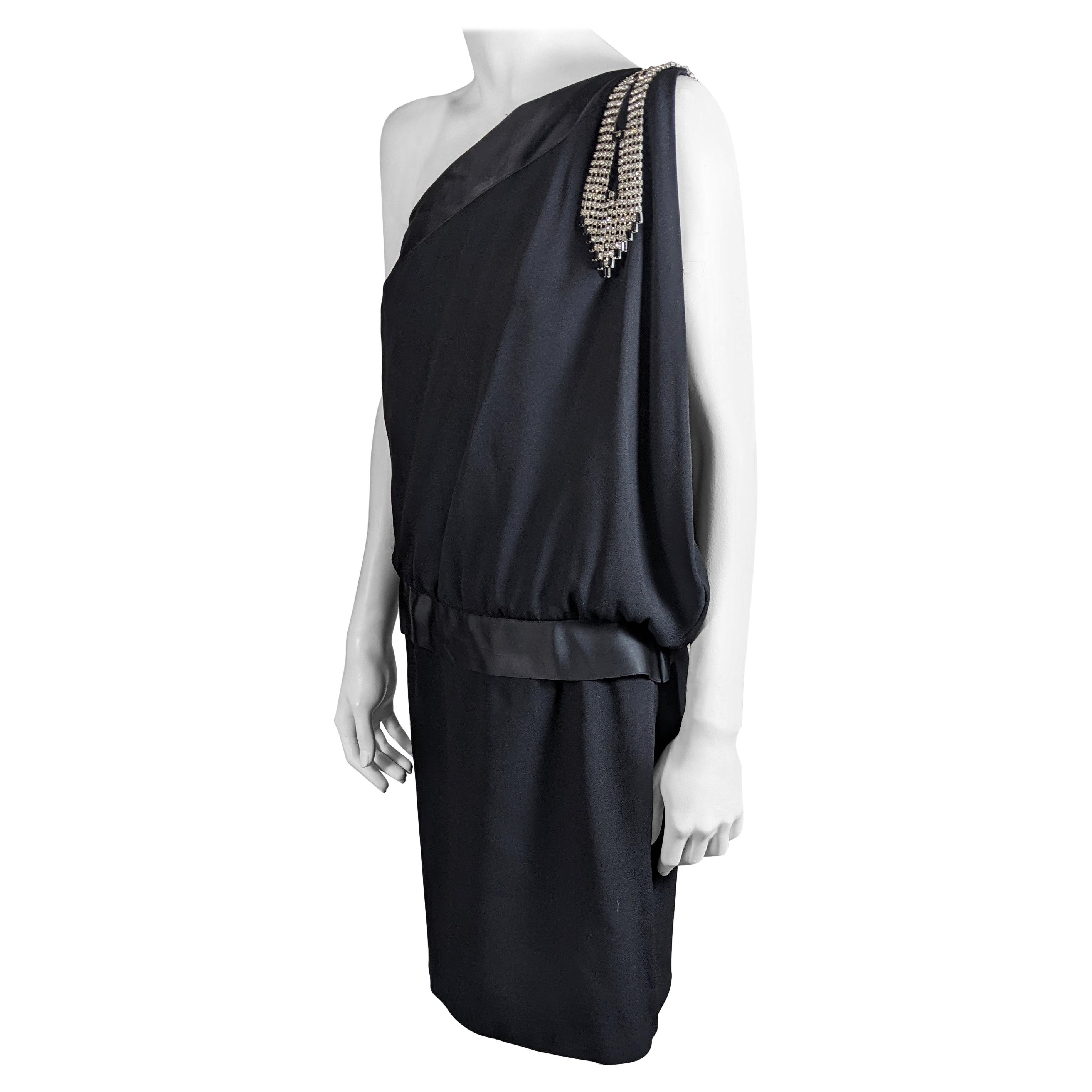 Bill Blass - Vestito Flapper in raso con retro in crêpe