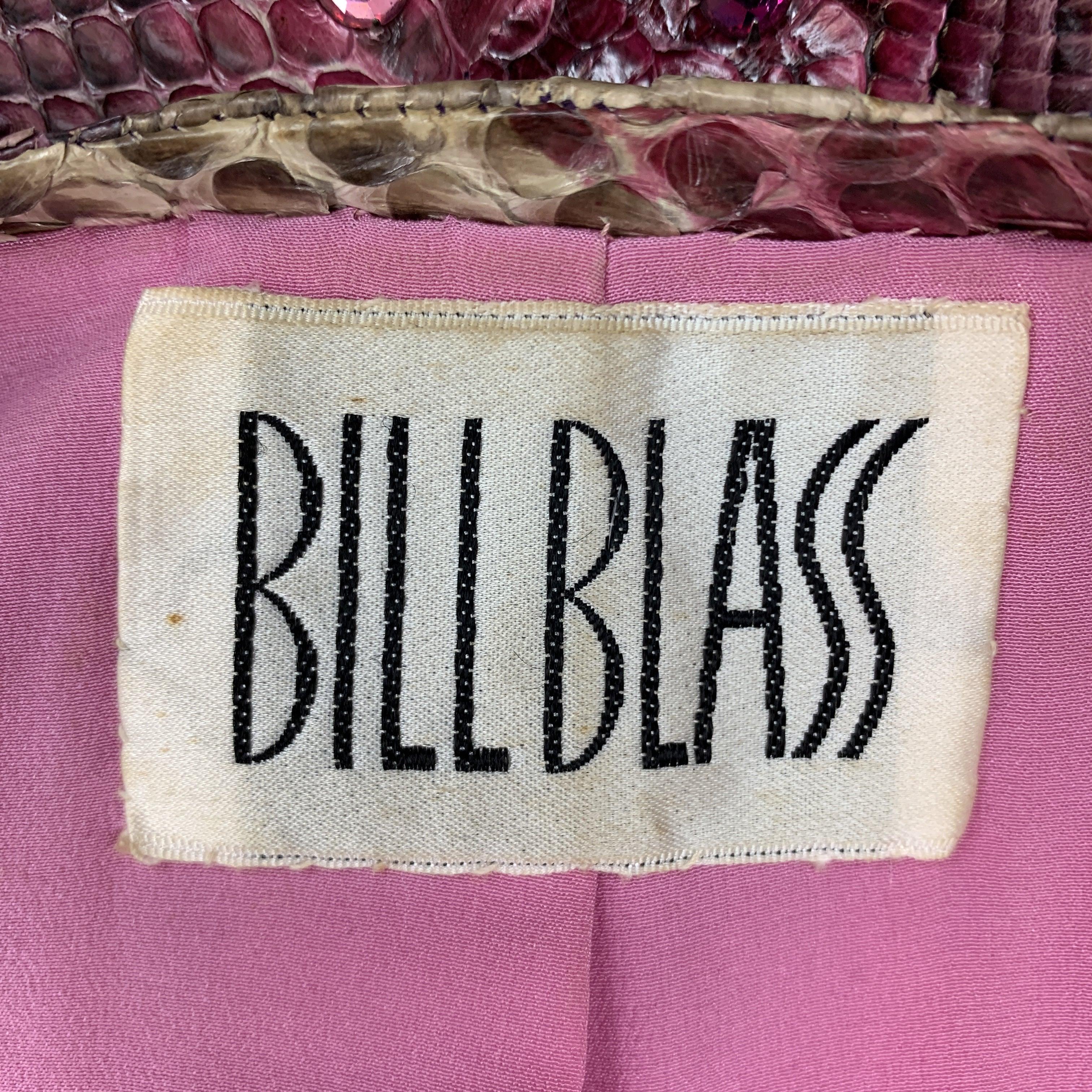 BILL BLASS Size 8 Pink & Purple Rhinestone Snake Skin Cropped Jacket For Sale 4