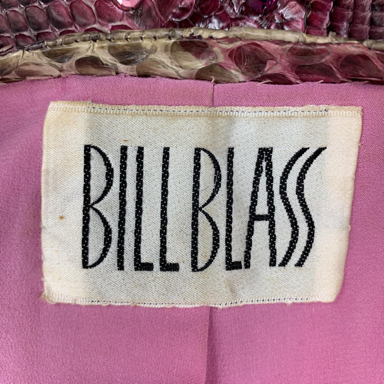 BILL BLASS Size 8 Pink and Purple Rhinestone Snake Skin Cropped Jacket ...