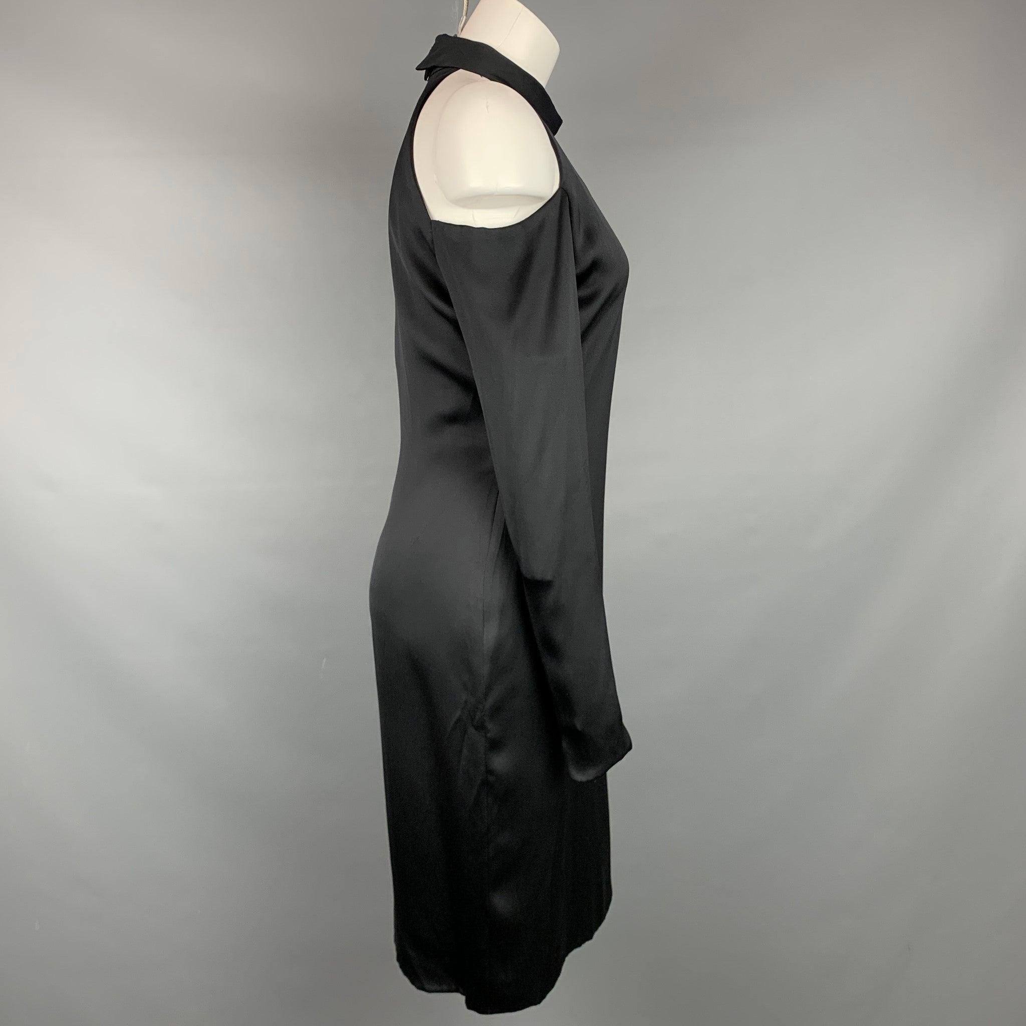 BILL BLASS Size M Black Silk Shoulder Cut Out Cocktail Dress In Good Condition For Sale In San Francisco, CA