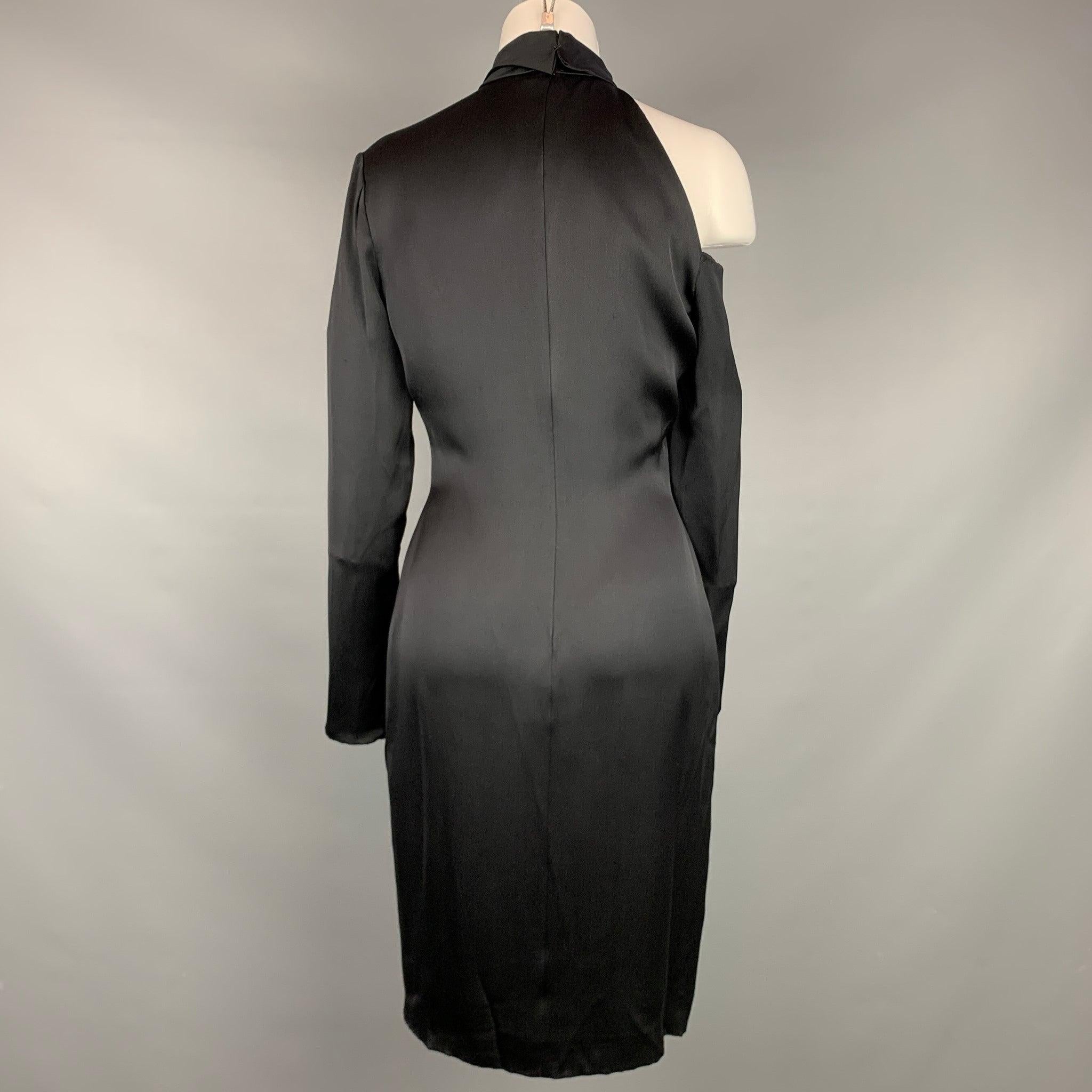 BILL BLASS Taille M Robe de cocktail en soie noire avec épaules découpées Pour femmes en vente