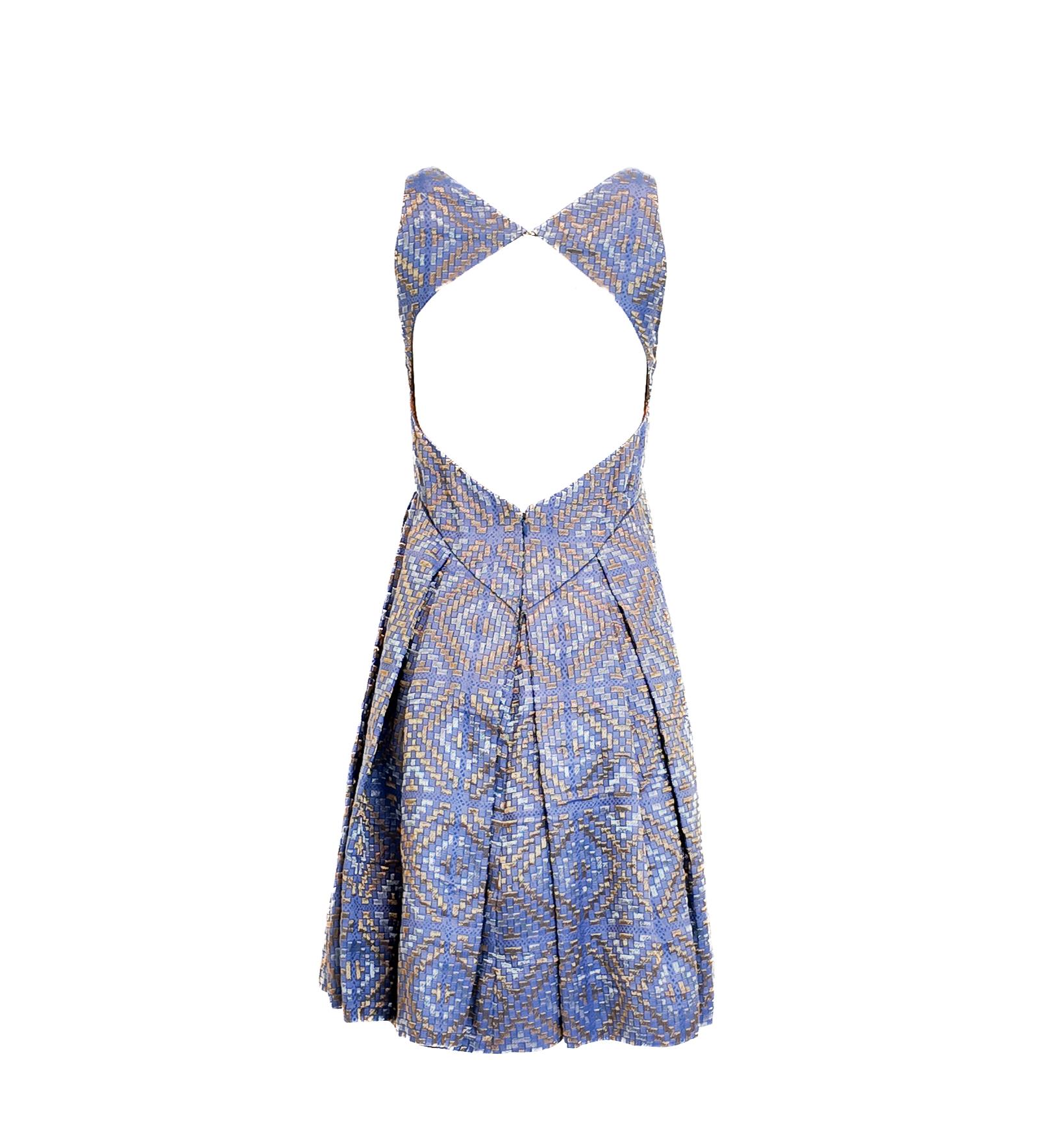 Bill Blass Vestido de Cóctel Recortado Metalizado Bígaro Primavera 2007 en venta 3