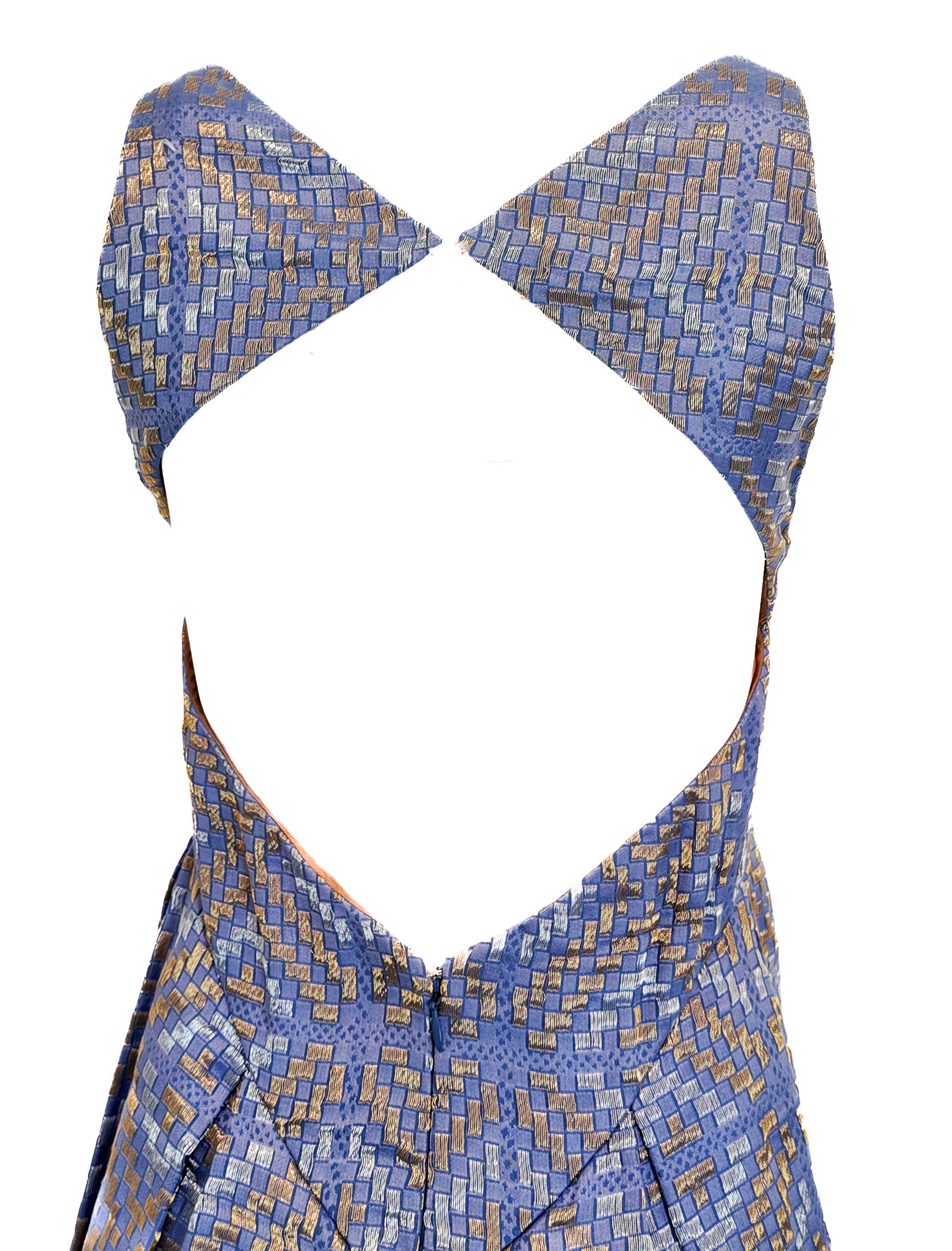 Bill Blass Vestido de Cóctel Recortado Metalizado Bígaro Primavera 2007 en venta 4