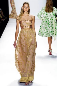 Bill Blass SS 2006 Pink & Gold Strapless Dress