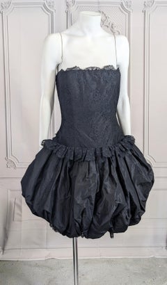 Bill Blass Strapless Lace, Point D'esprit and Taffeta Bubble Dress