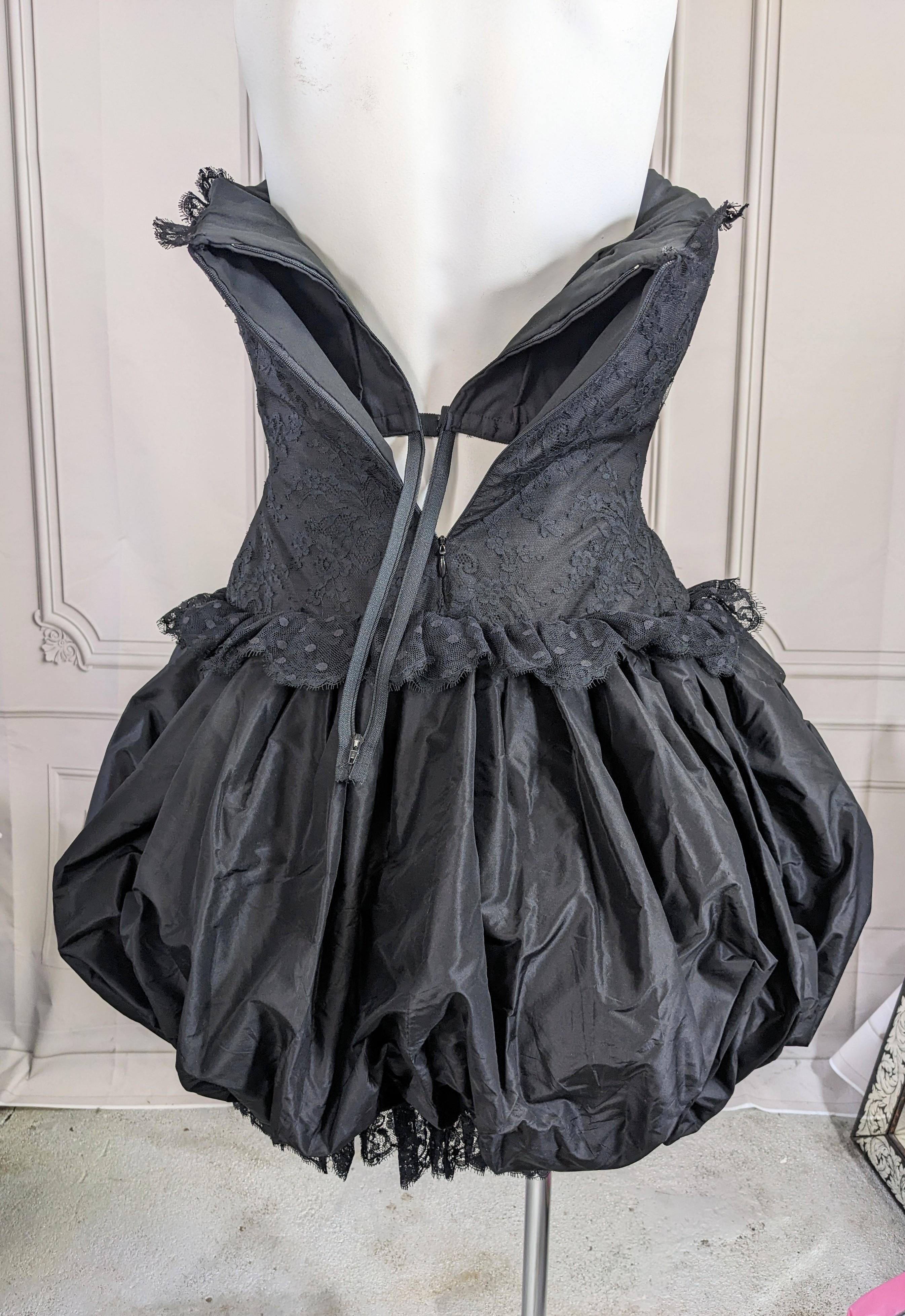 Bill Blass Strapless Lace, Point D'esprit and Taffeta Bubble Dress For Sale 3