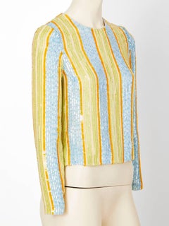 Bill Blass Striped Sequined Top