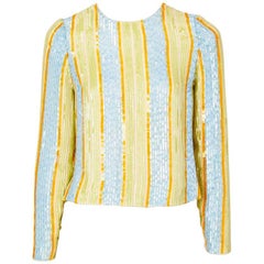 Top de lentejuelas a rayas Bill Blass