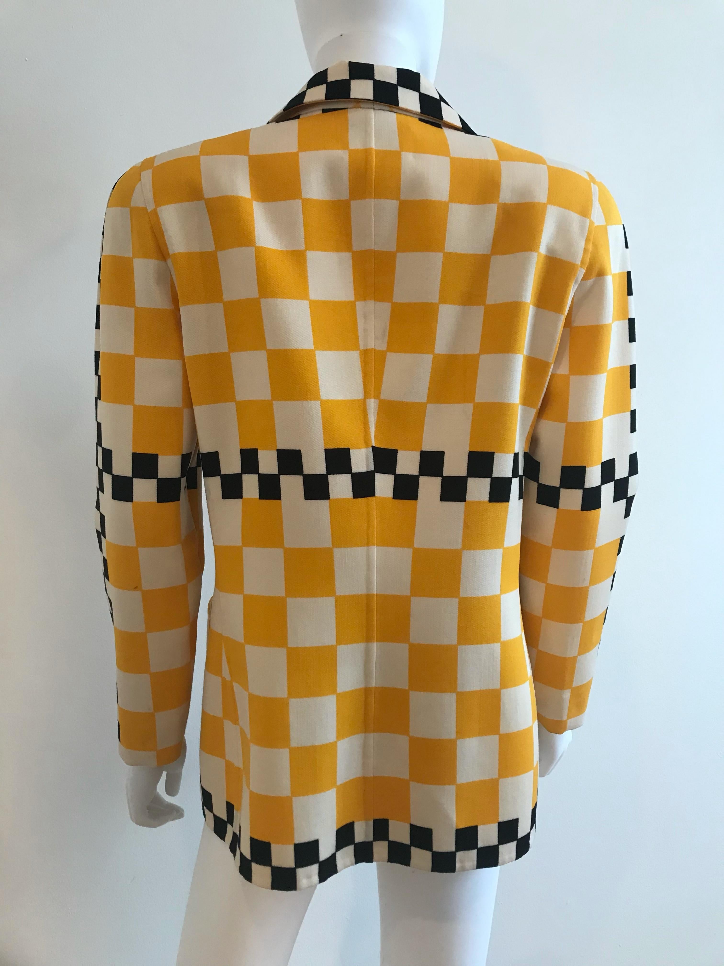 Women's Bill Blass Taxi Checkered Print Blazer For Sale