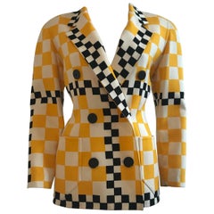 Vintage Bill Blass Taxi Checkered Print Blazer