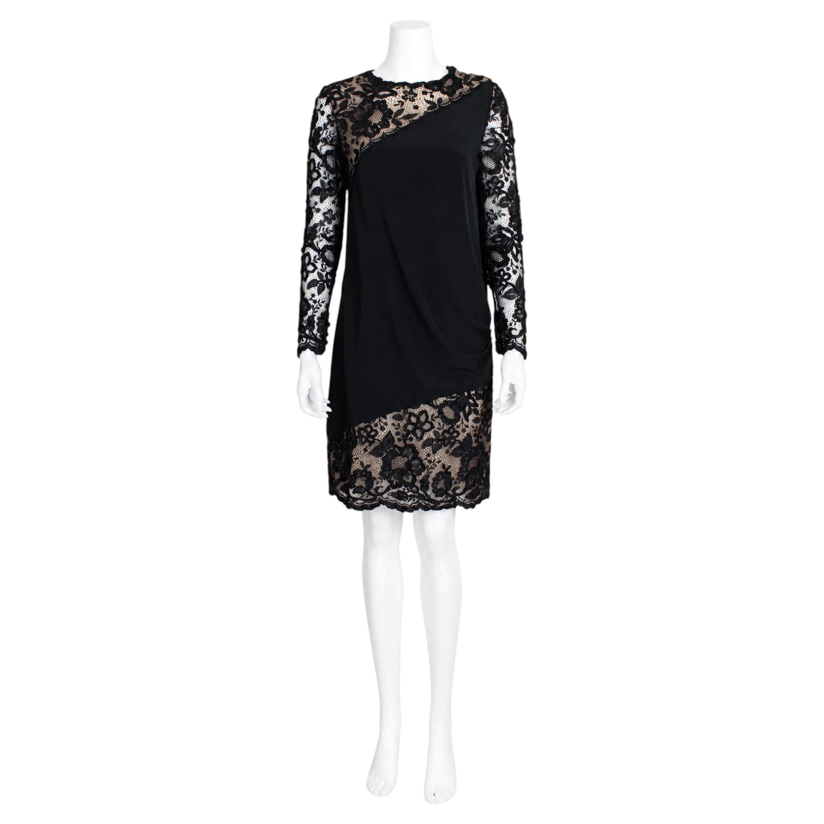 Bill Blass Spring 1991 Vintage Black Silk Lace Cocktail Dress Rare Vintage For Sale