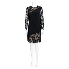 Bill Blass Spring 1991 Vintage Black Silk Lace Cocktail Dress Rare Vintage