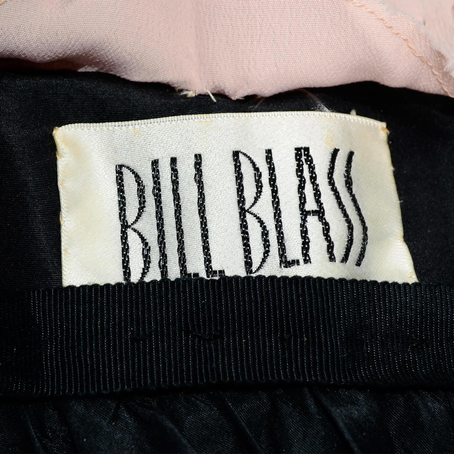 1970 Bill Blass Vintage Dress Robe de soirée en taffetas de soie noir et tulle à pois en vente 13