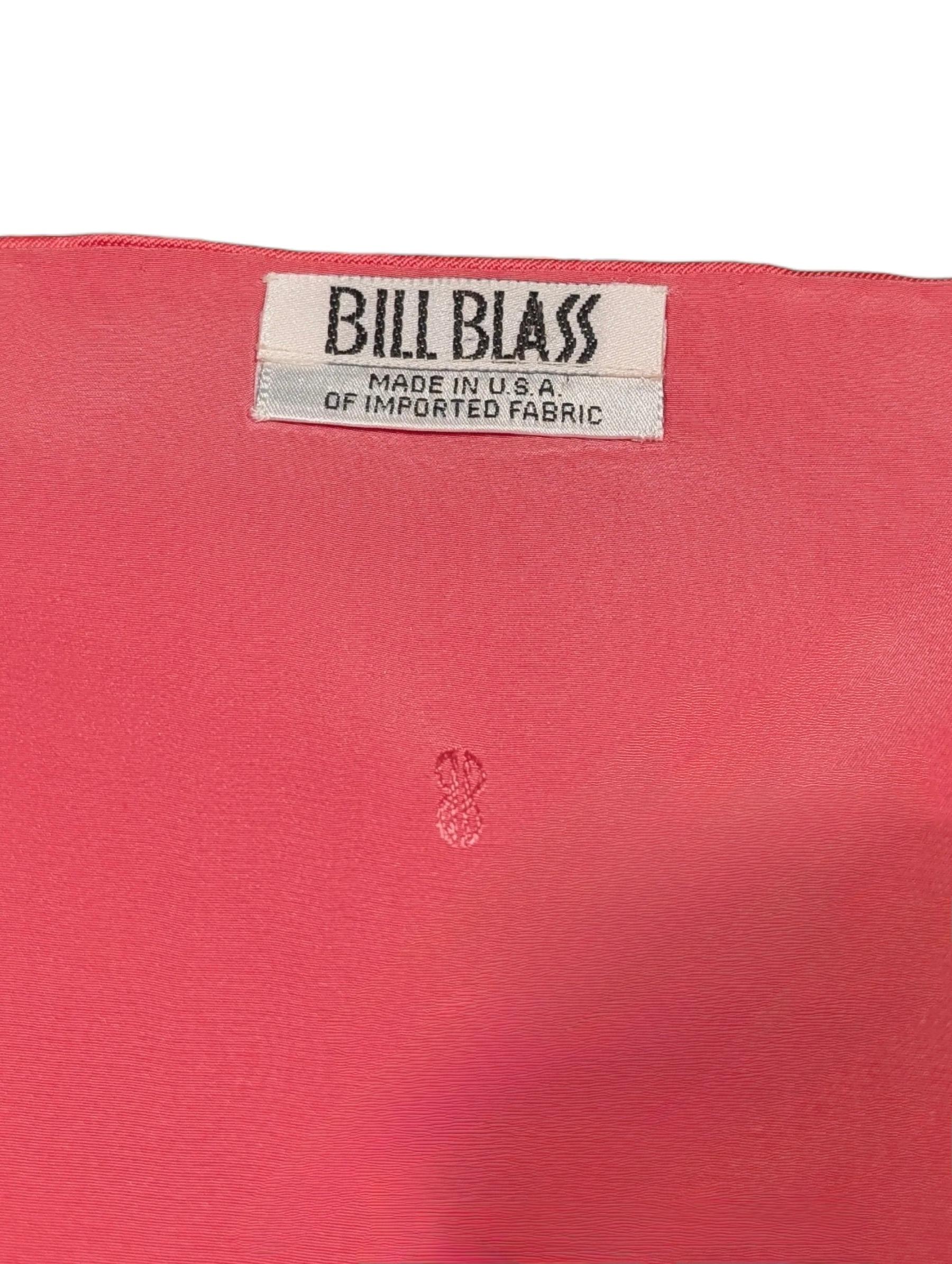 Robe de soirée en soie rose drapée Bill Blass Vintage - Made in USA en vente 5