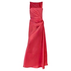 Bill Blass Vestido de noche vintage drapeado de seda rosa - Made in USA
