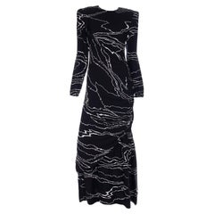 1985 Bill Blass Vintage Runway Dress Abstract Black White Evening Gown Draping