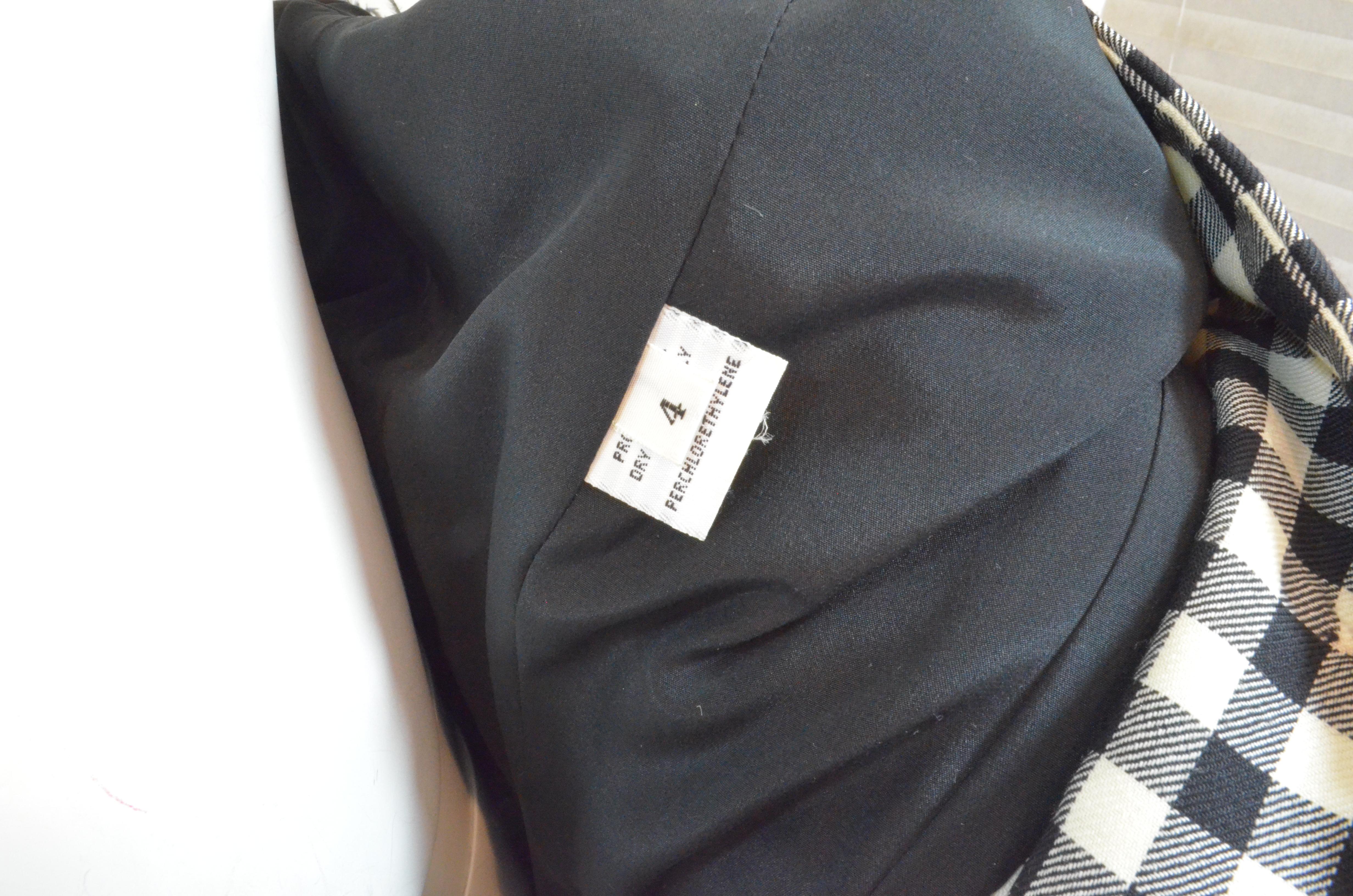 Bill Blass Vintage Gingham Jacket with Feather Collar & Cuffs In Excellent Condition In Carmel, CA