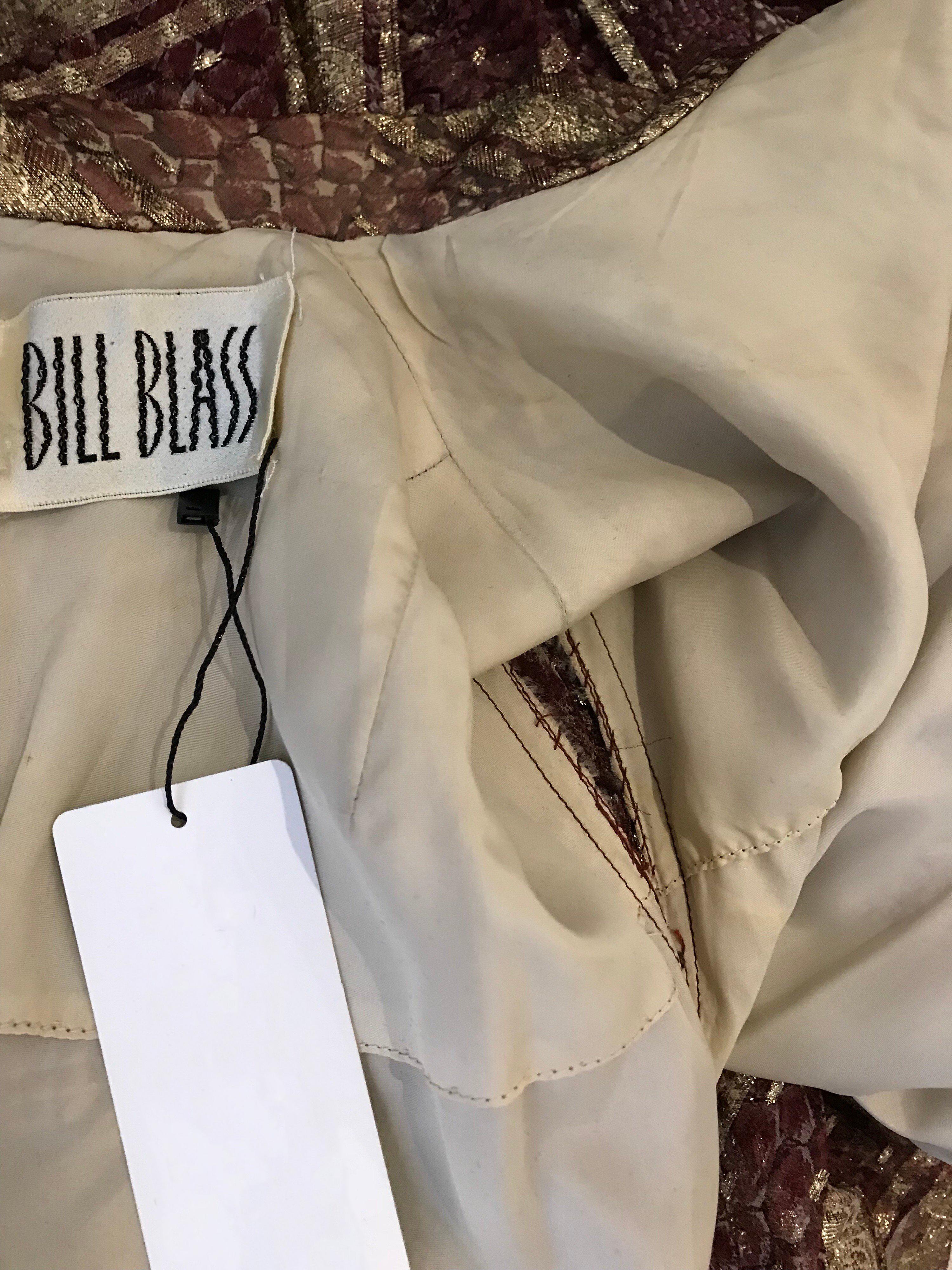 Bill Blass Vintage Metallic Print Silk Dress with Handkerchief Hem 8