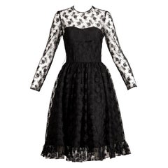 Abito vintage in pizzo nero trasparente di Bill Blass