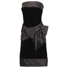 Bill Blass Vintage Strapless Black Velvet + Taffeta Cocktail Dress