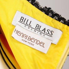 Bill Blass Vintage Yellow and Black Lace Halter Dress