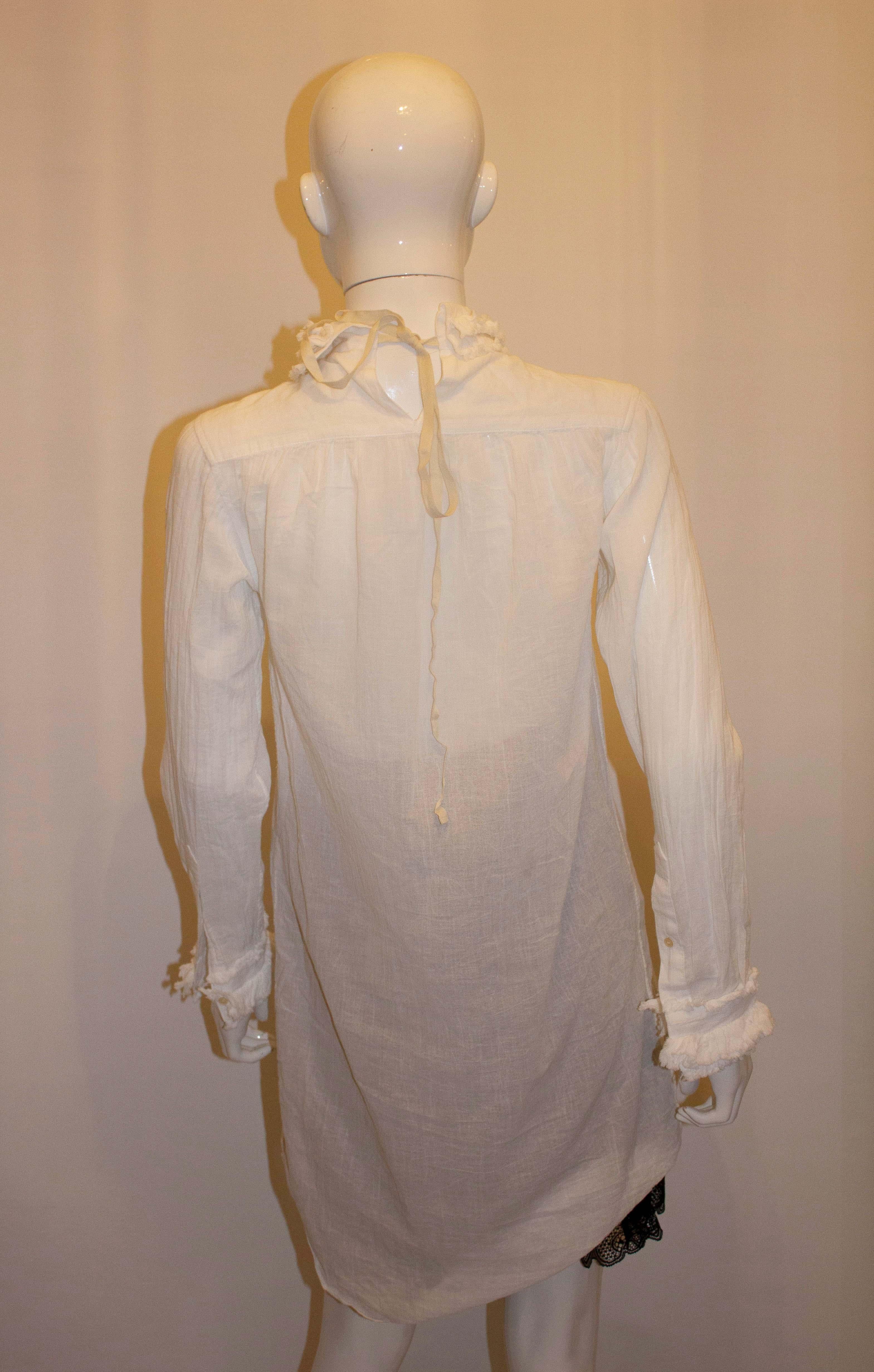 Bill Blass White Cotton Frill Shirt In Good Condition For Sale In London, GB