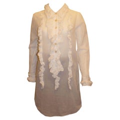 Camicia Bill Blass con balze in cotone bianco