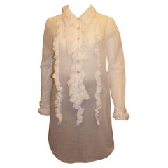 Bill Blass White Cotton Frill Shirt