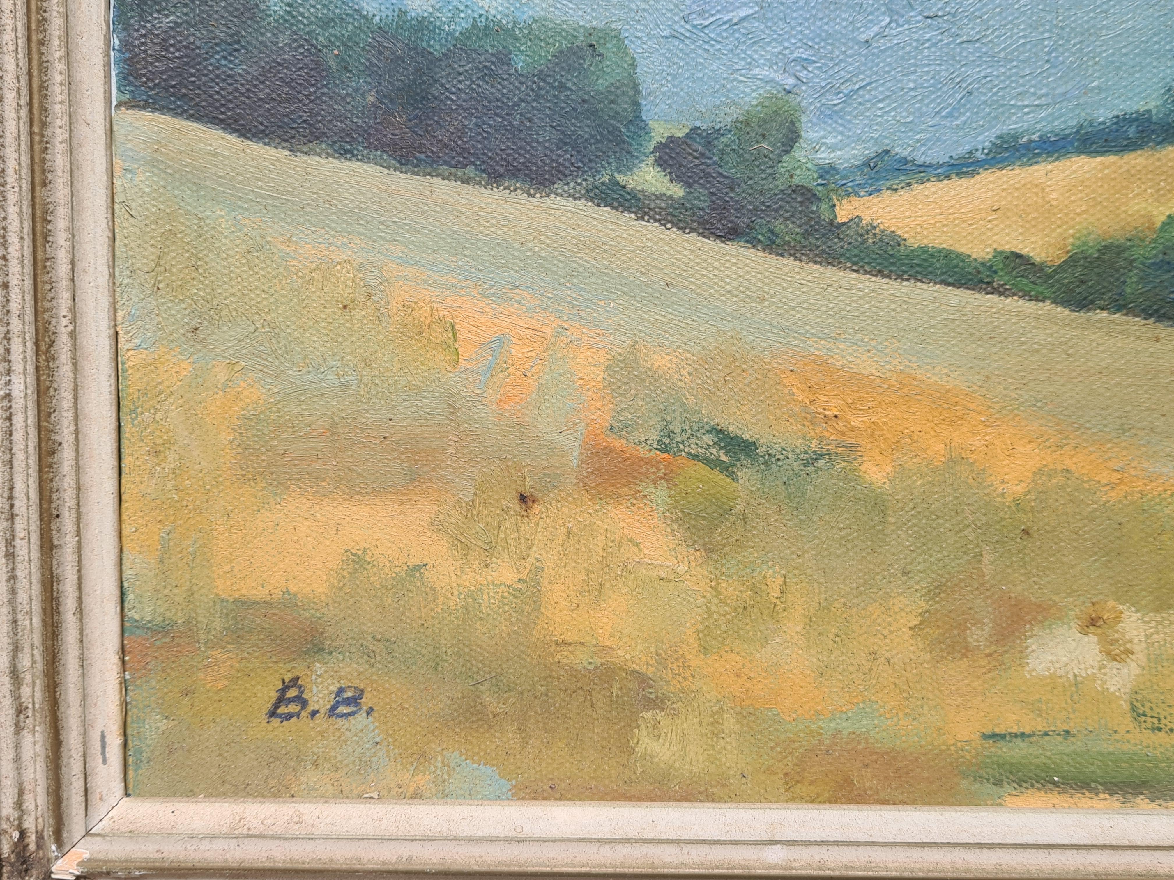 Impressionist Landscape, A Rural Arcadian View With Field of Corn  - Painting by Bill Brown