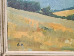 Paysage impressionniste, vue rurale arcadienne avec champ de corne