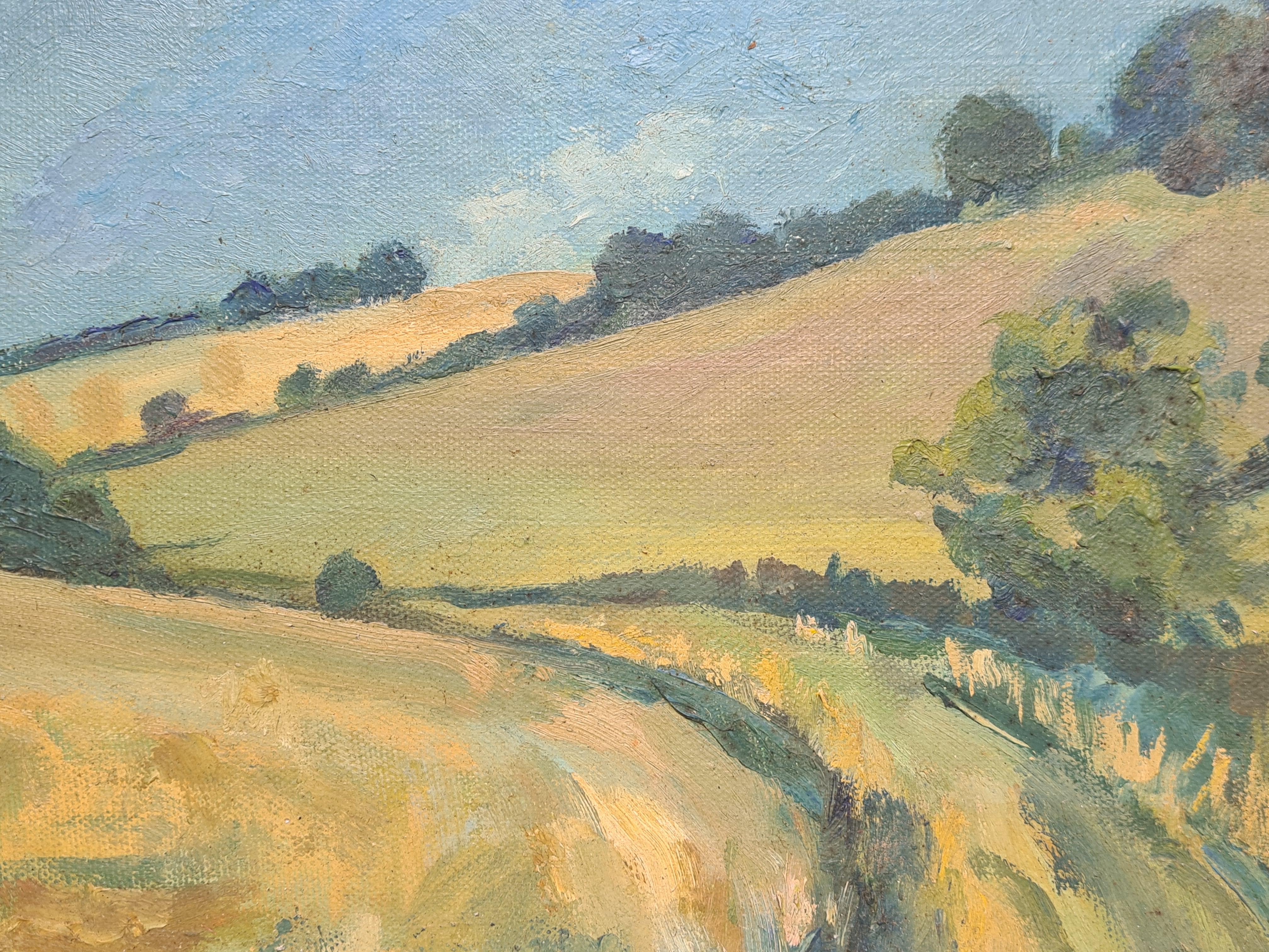 Impressionist Landscape, A Rural Arcadian View With Field of Corn  1