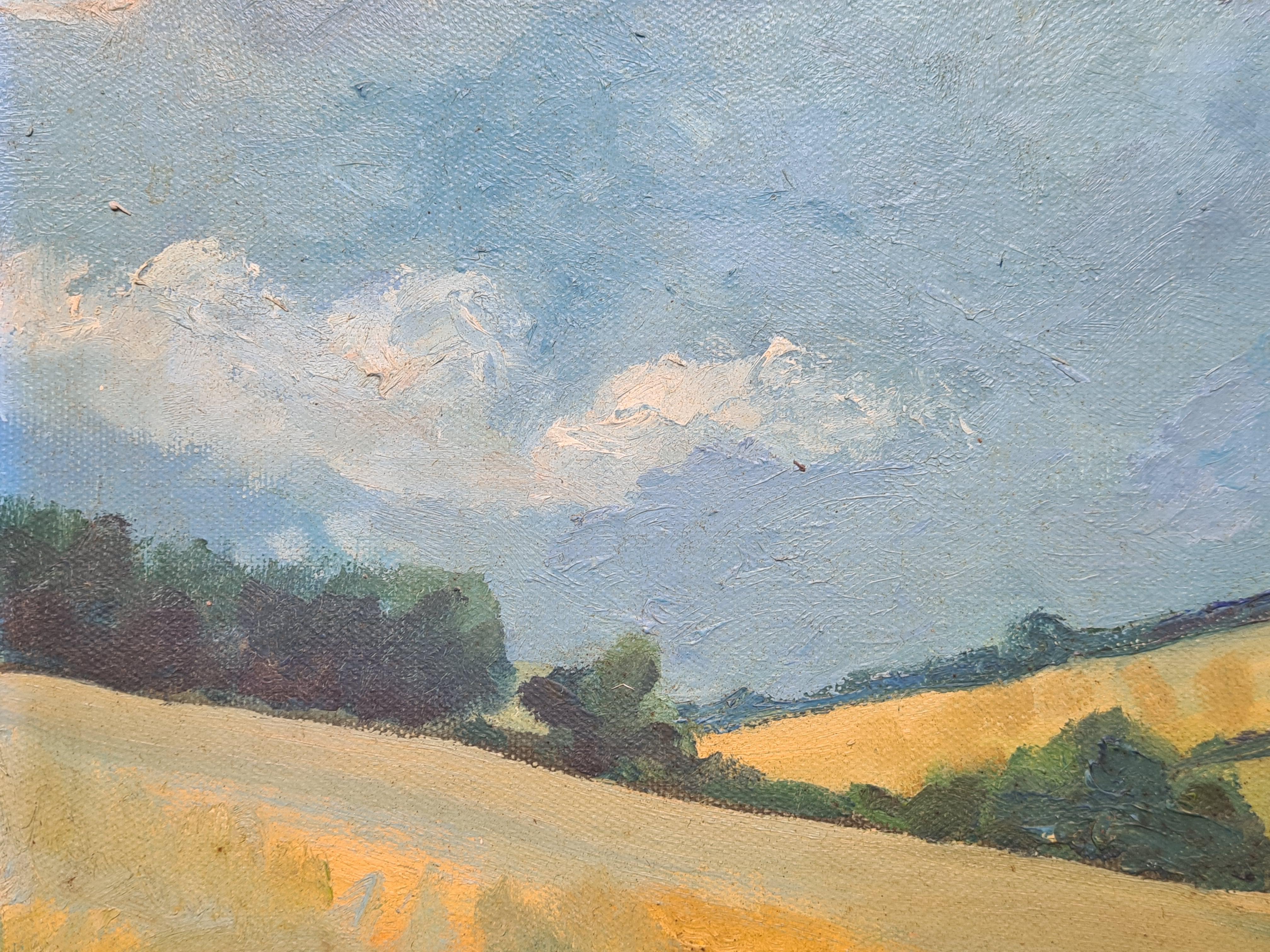 Impressionist Landscape, A Rural Arcadian View With Field of Corn  2