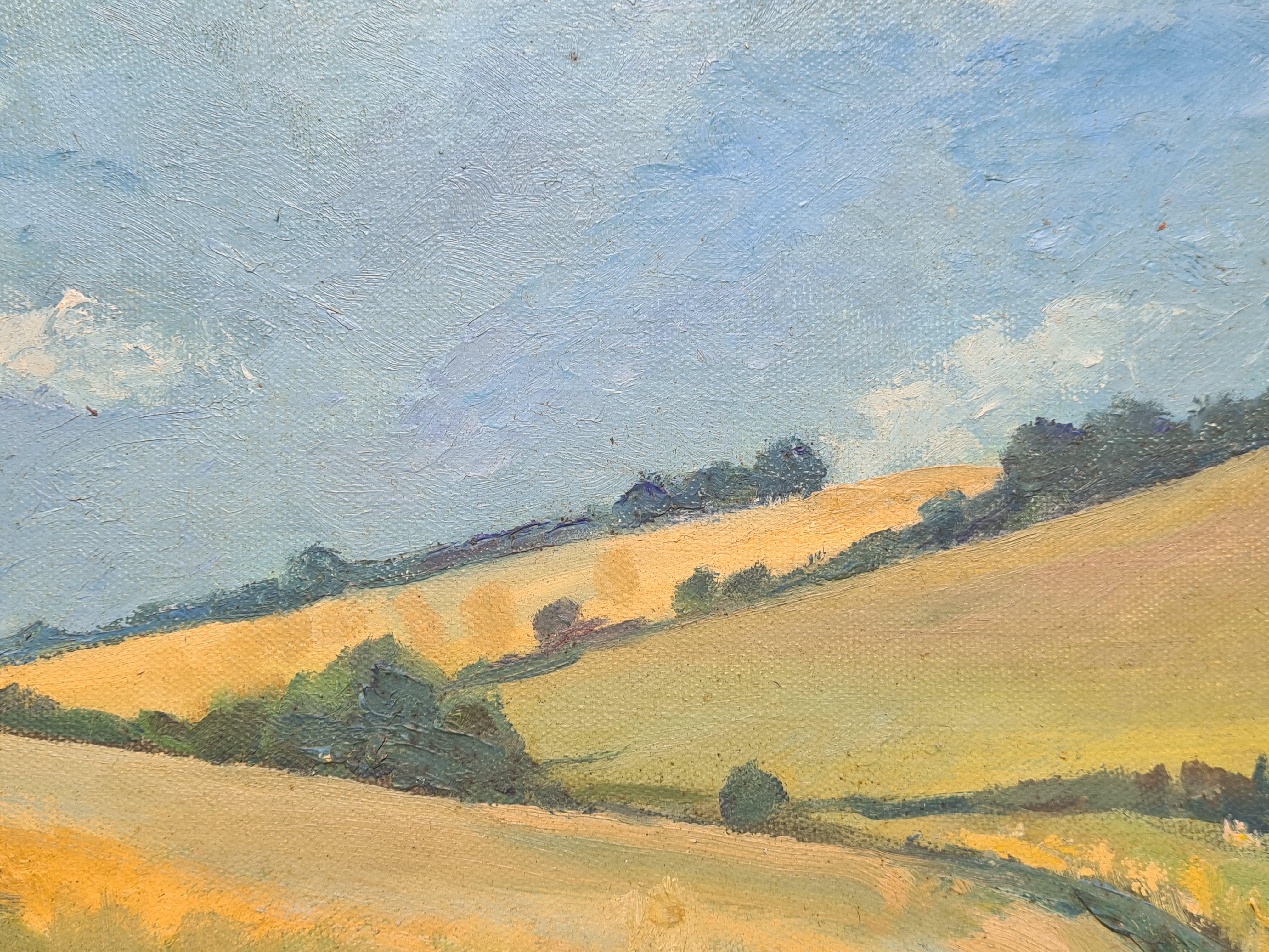 Impressionist Landscape, A Rural Arcadian View With Field of Corn  5