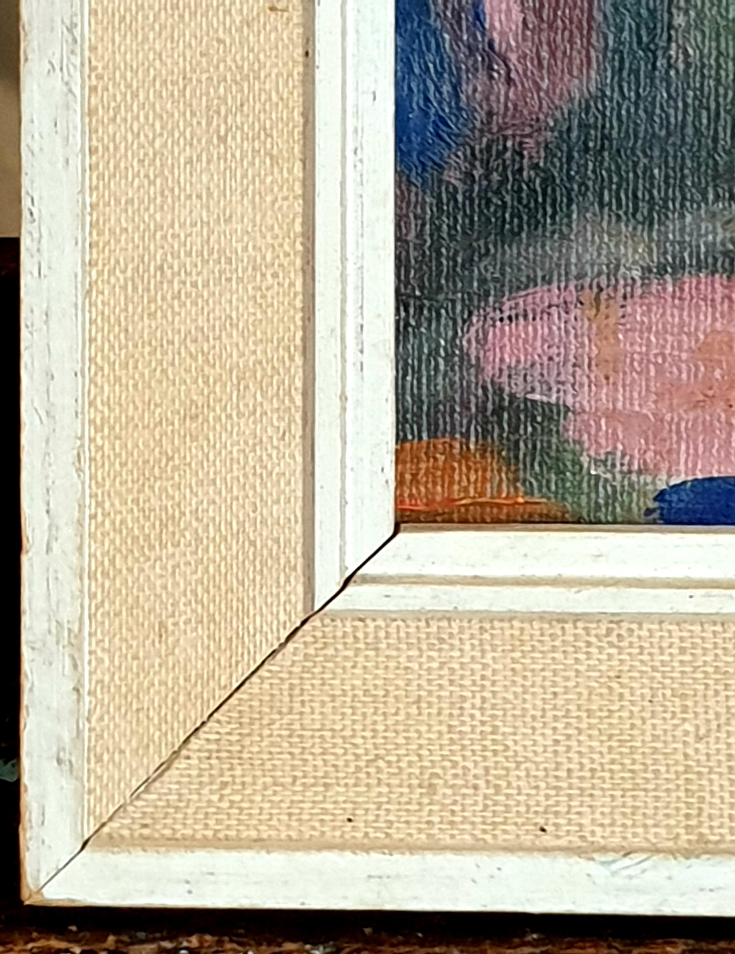 Scena d'interni di fine secolo, una villa a Cannes, nel sud della Francia. Olio, cartone in vendita 8